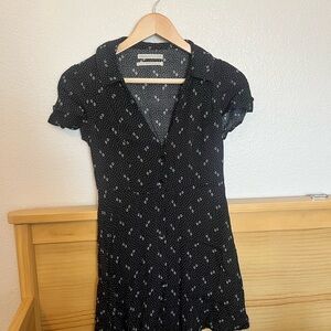 Urban Outfitters Black Sheath Mini Dress with Puff Cap Sleeves